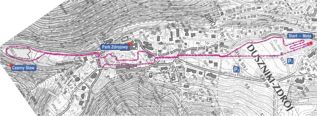 Mapa planowanej trasy nordic walking podczas BUM 2013