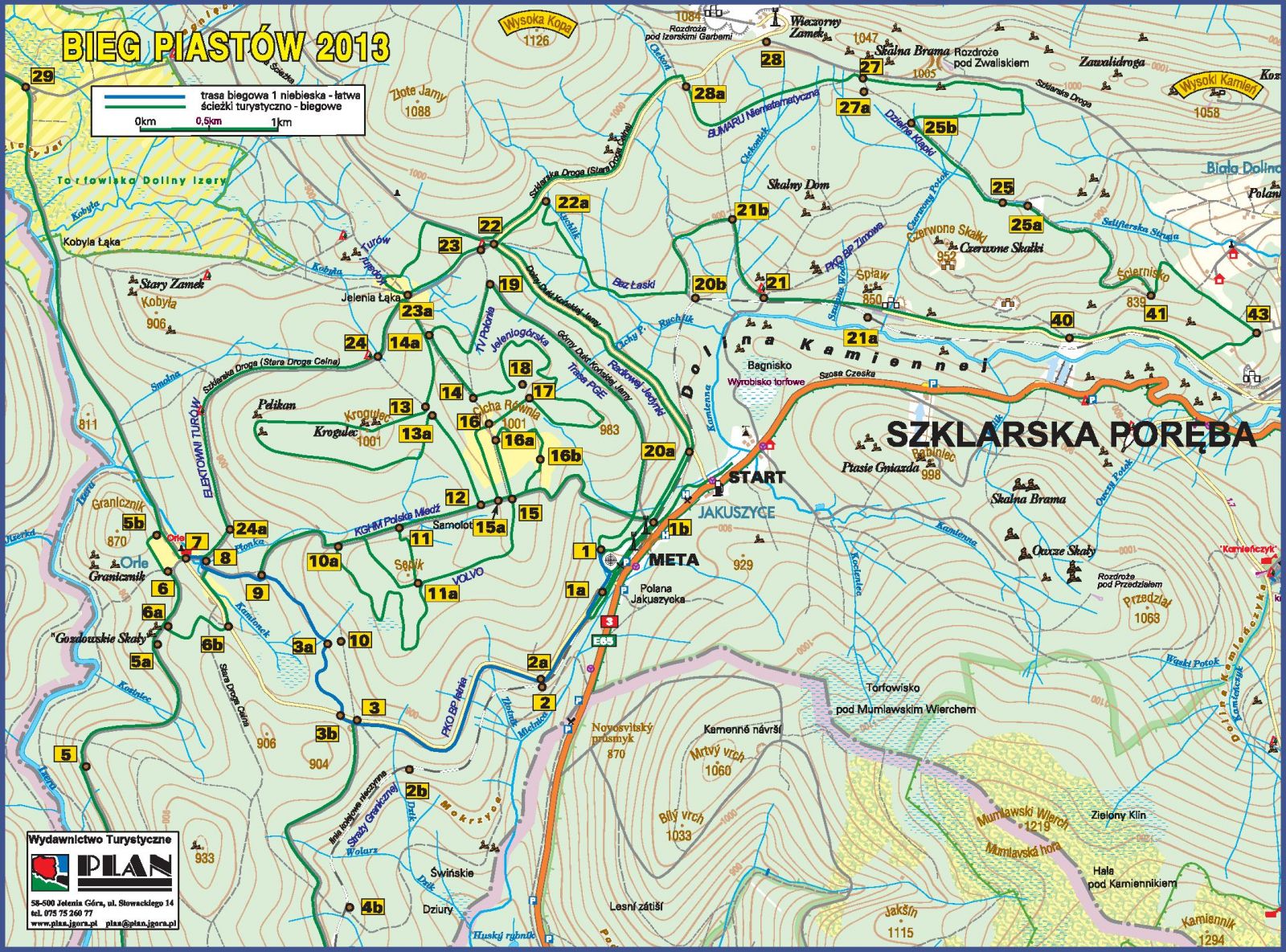 Mapa tras biegowych w Górach Izerskich